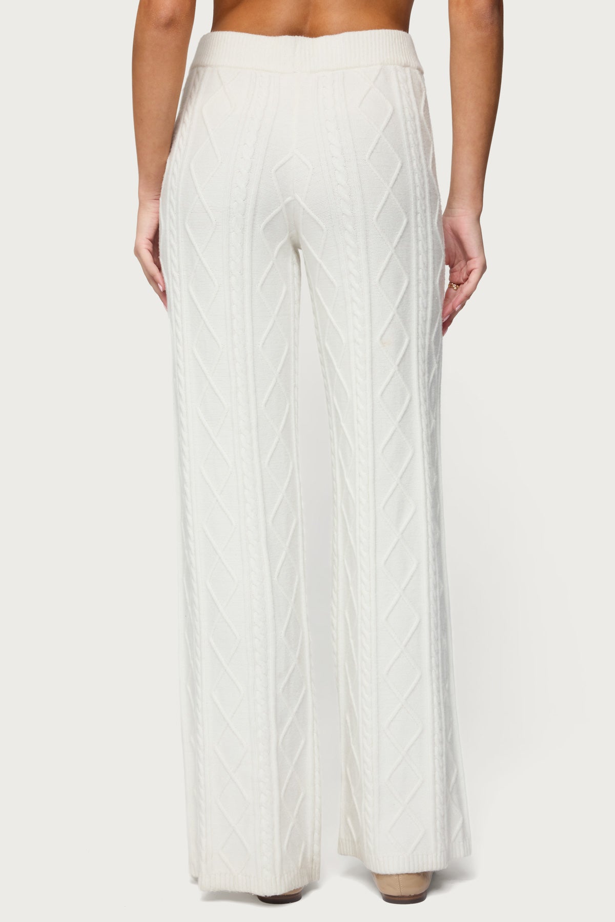Louise Straight Leg Cable Knit Pants - CREAM