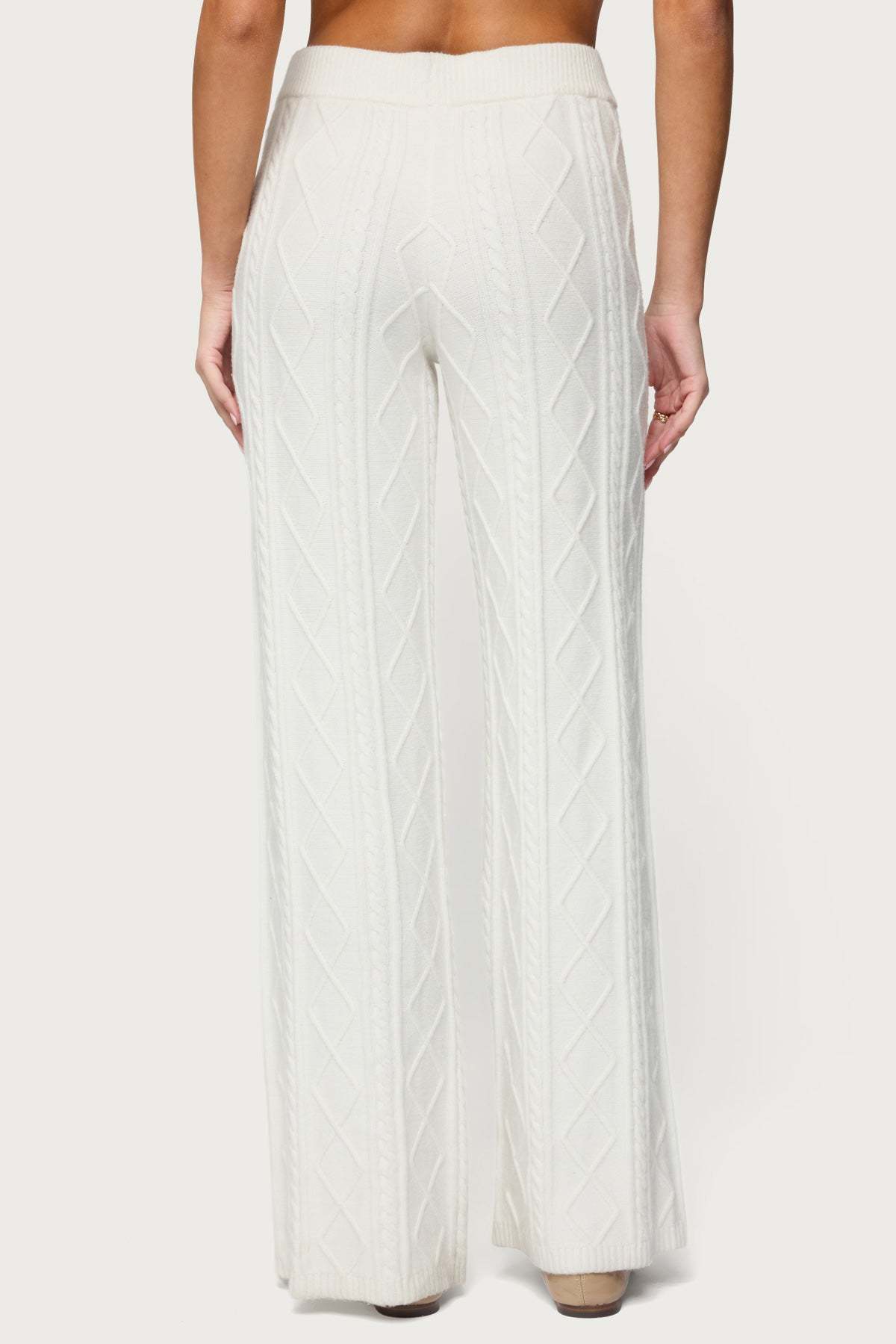Louise Straight Leg Cable Knit Pants - CREAM