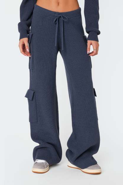 Wynter Knit Cargo Pants - BLUE