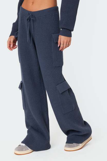 Wynter Knit Cargo Pants - BLUE
