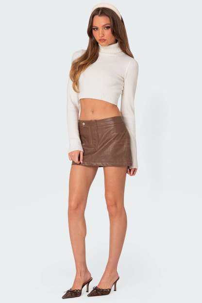 Back Cut Out Turtle Neck Sweater - CREAM