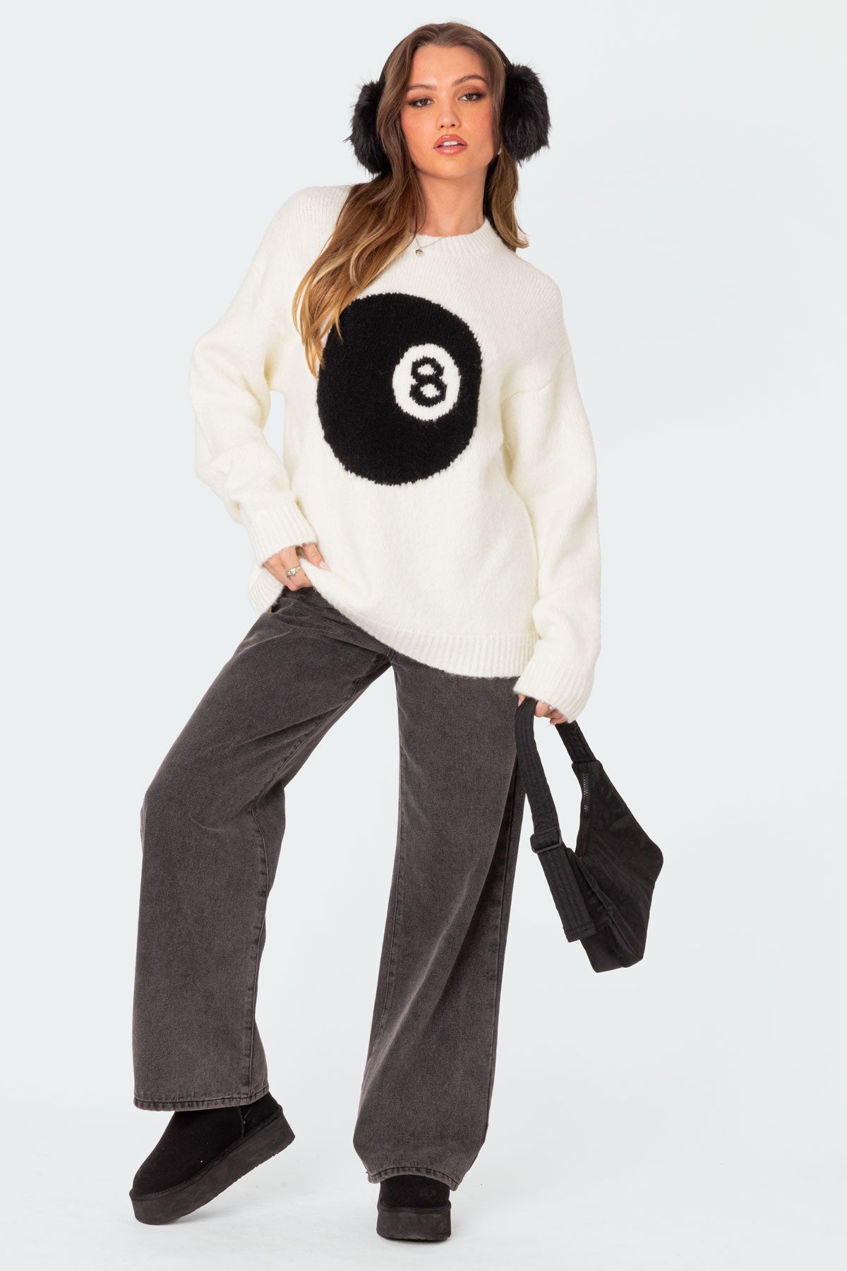 8 Ball Oversized Chunky Knit Sweater - CREAM