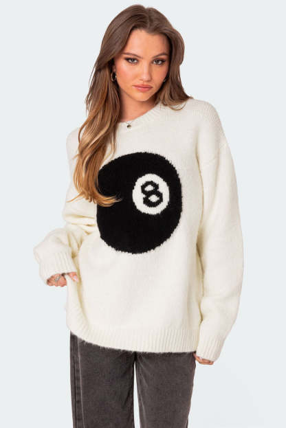 8 Ball Oversized Chunky Knit Sweater - CREAM