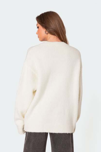 8 Ball Oversized Chunky Knit Sweater - CREAM