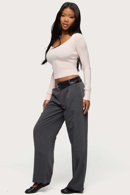 Mercedes Knitted V Neck Top - LIGHT-PINK