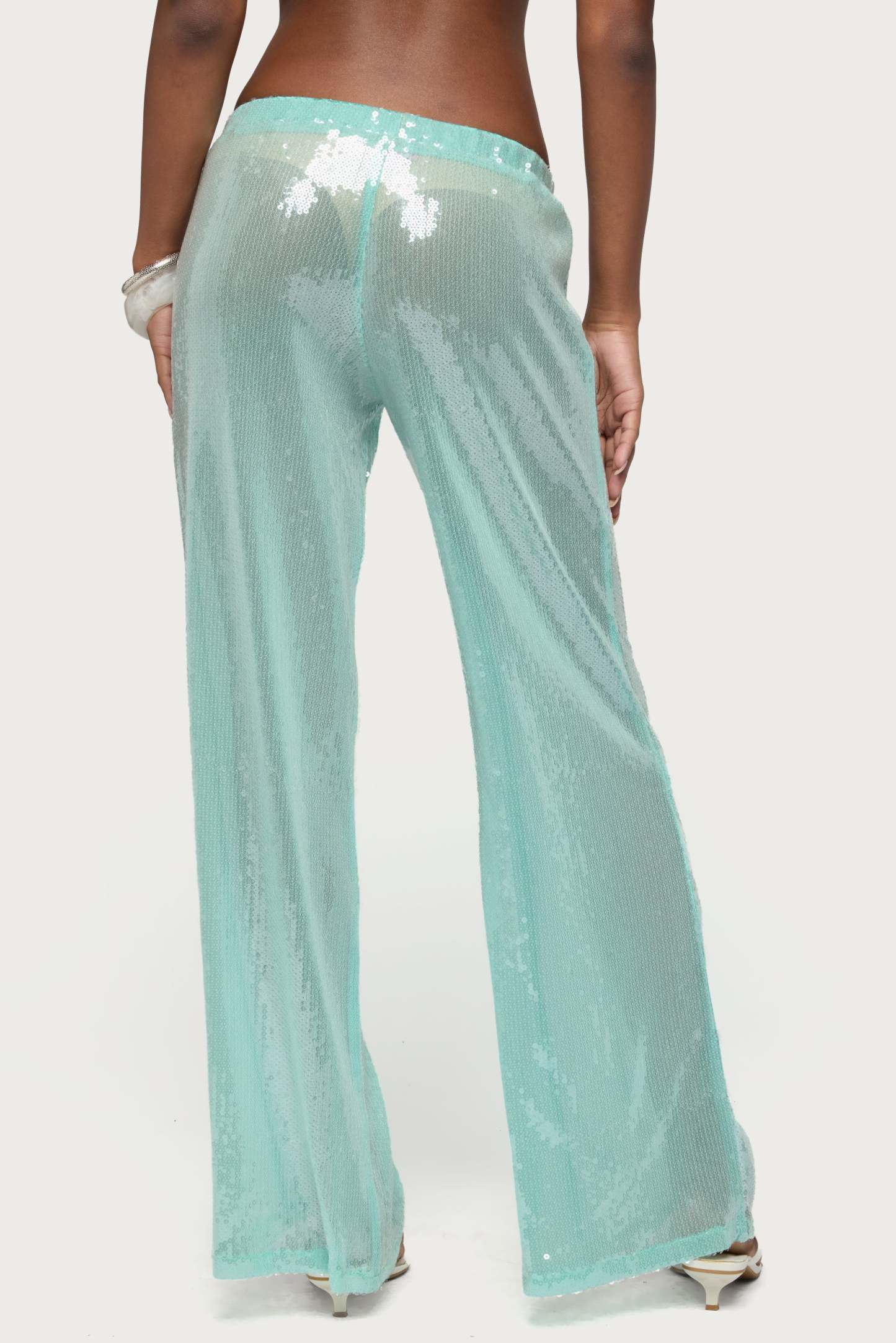 Avalee Sequin Wide Leg Pants - AQUA