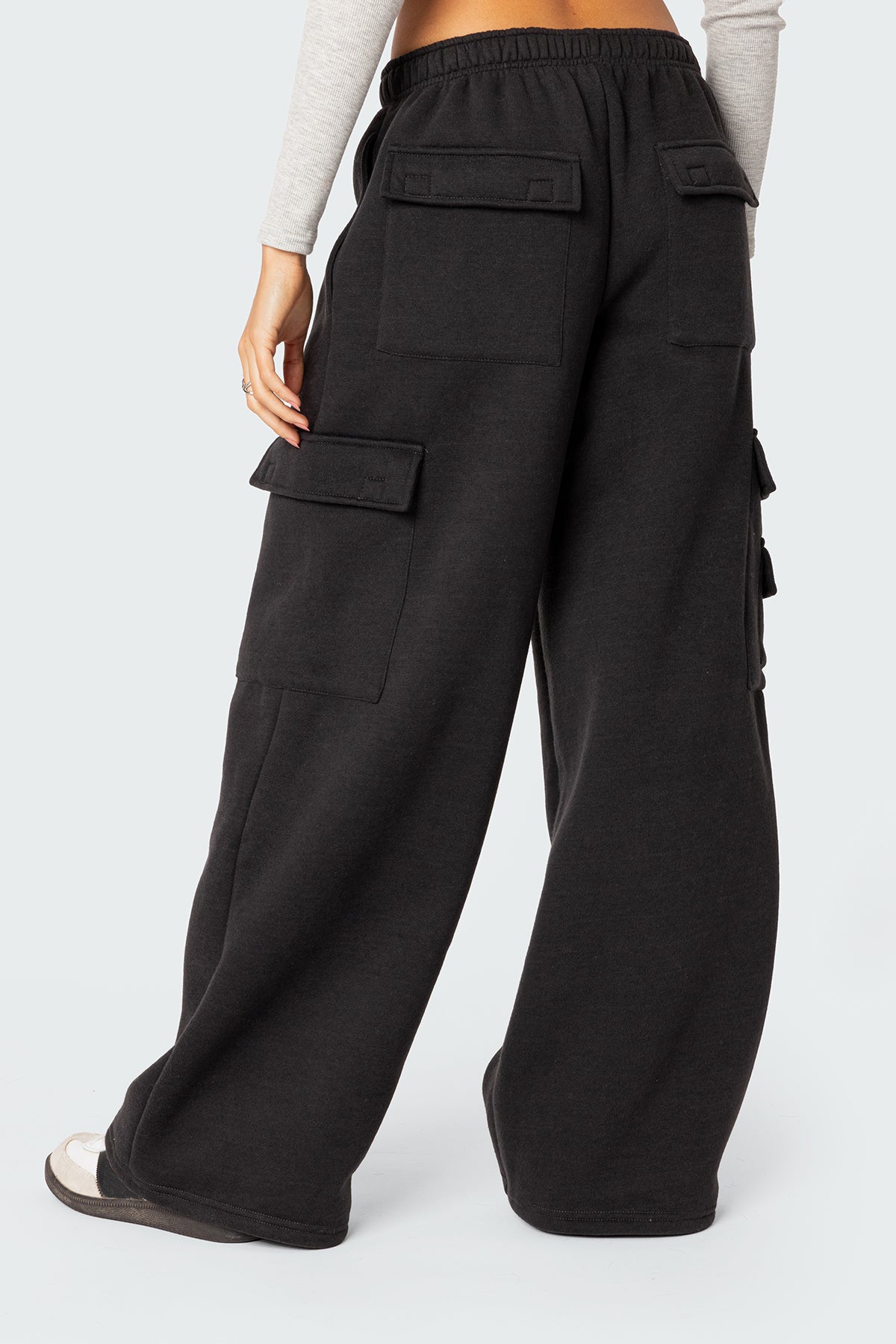 Wide Leg Cargo Sweatpants - DARK GRAY