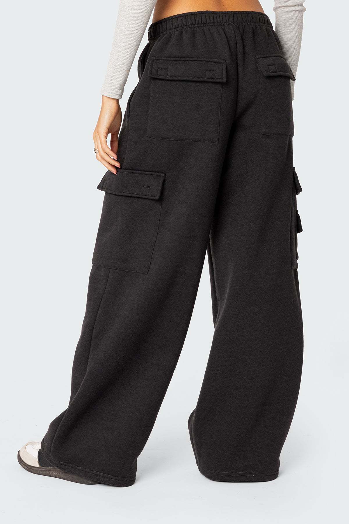 Wide Leg Cargo Sweatpants - DARK GRAY