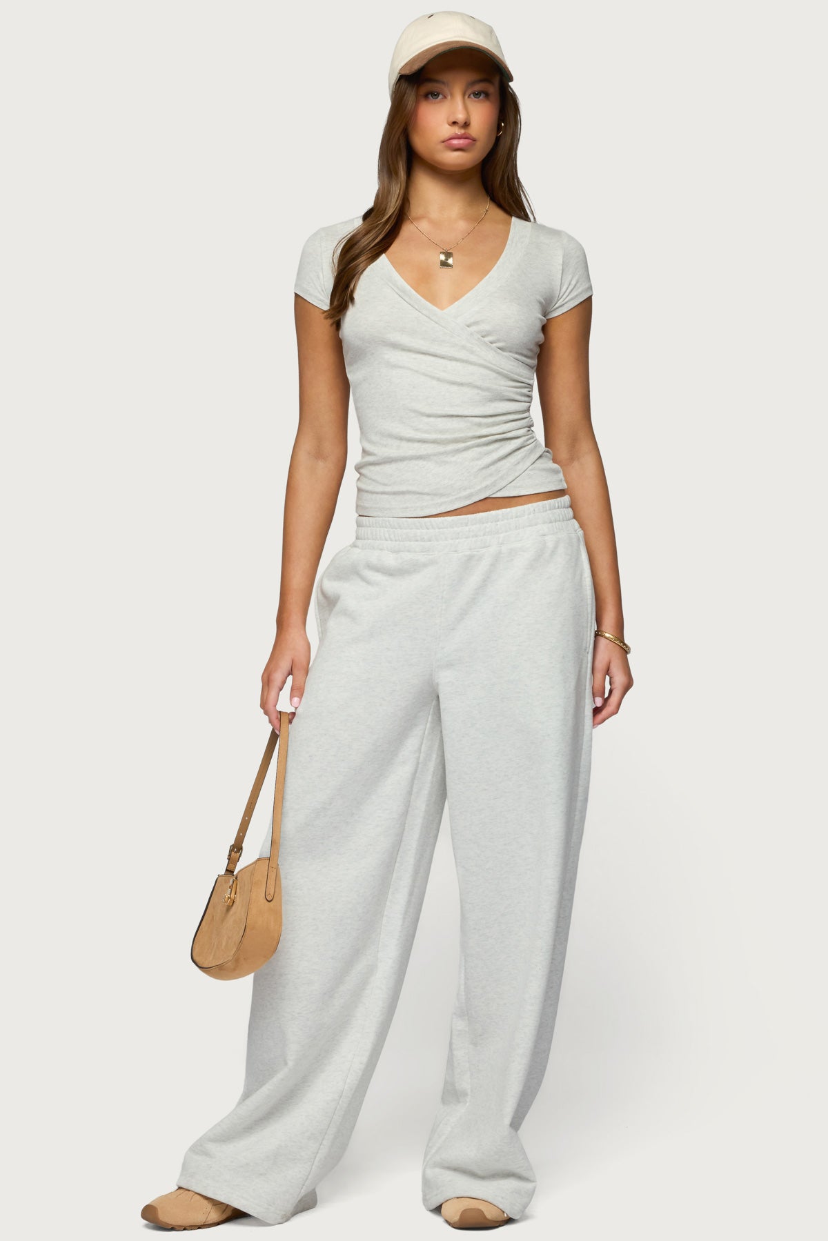 Jacie Wide Leg Sweatpants - GRAY-MELANGE
