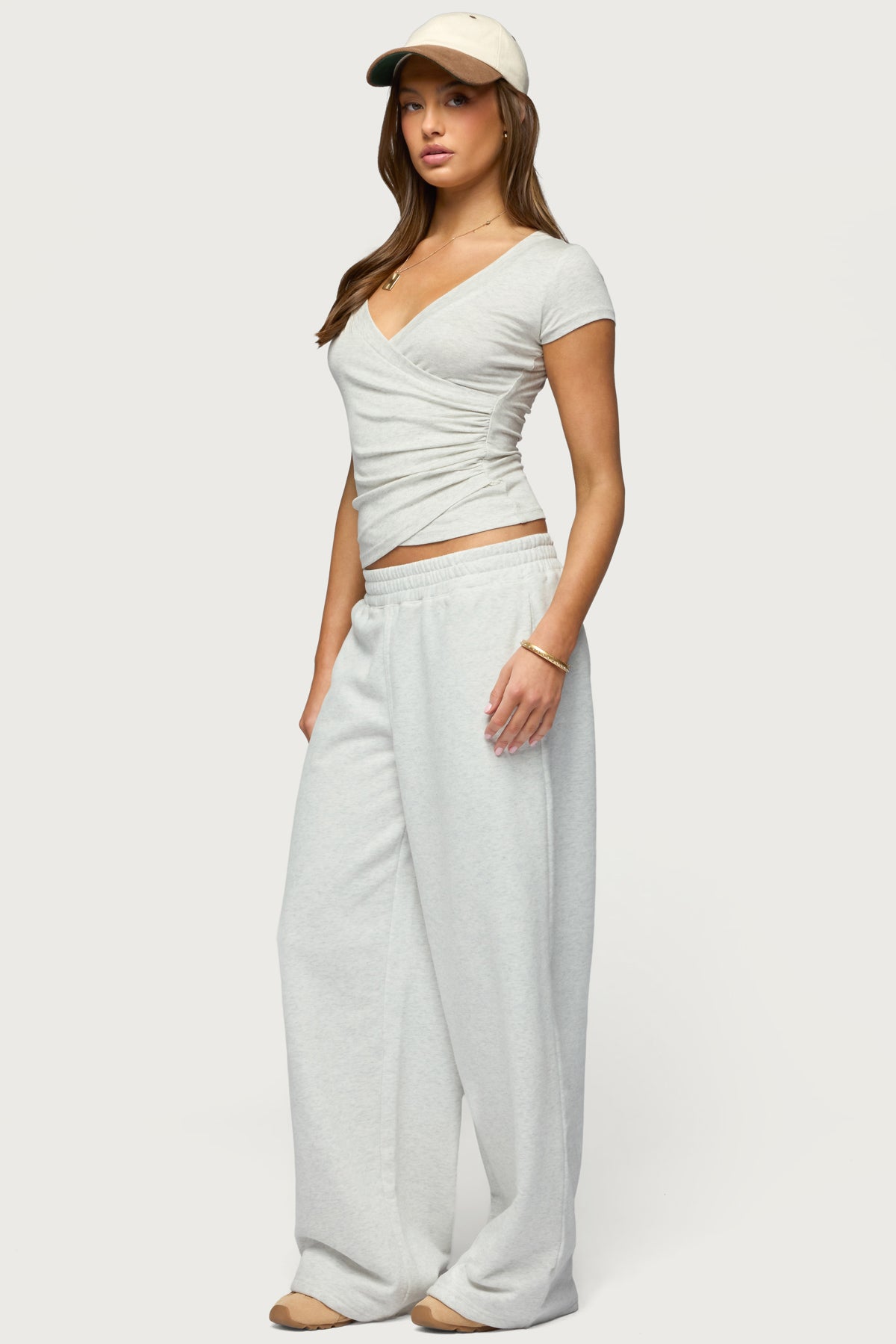 Jacie Wide Leg Sweatpants - GRAY-MELANGE