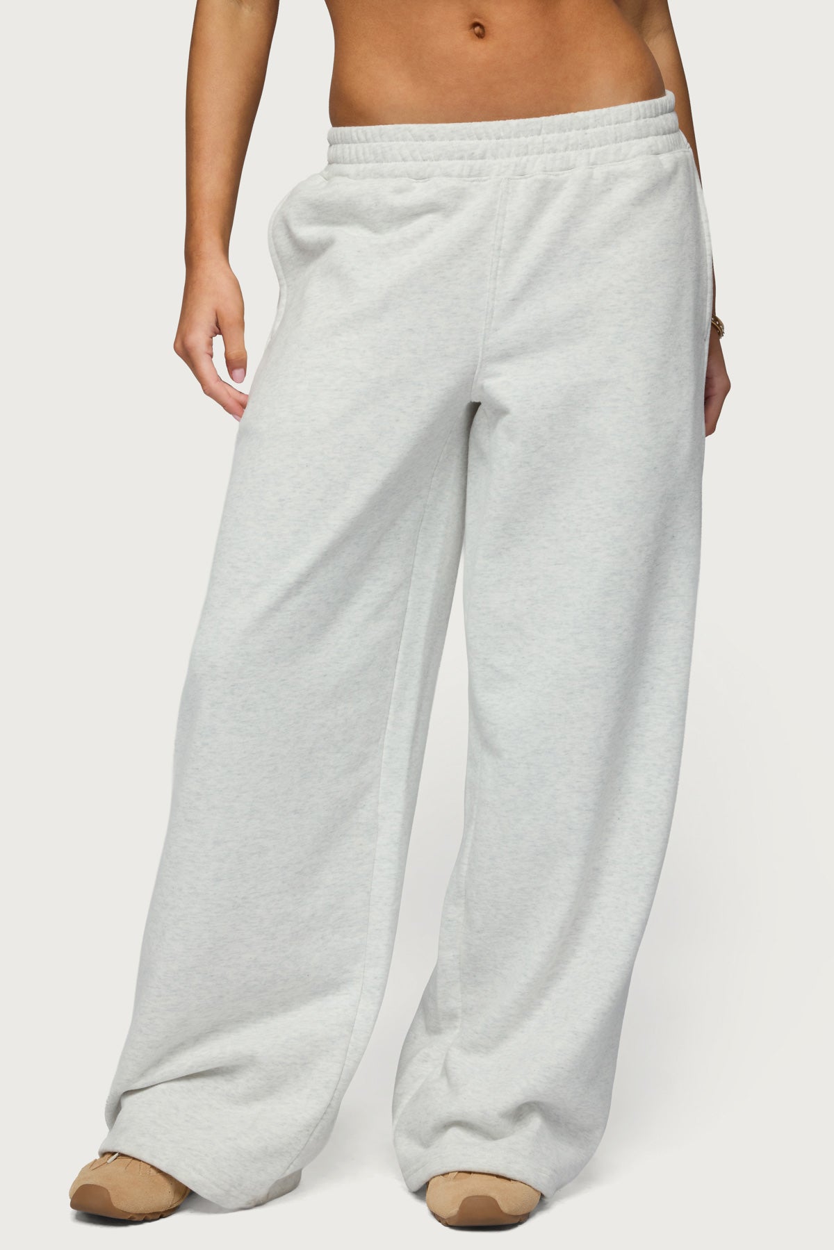Jacie Wide Leg Sweatpants - GRAY-MELANGE