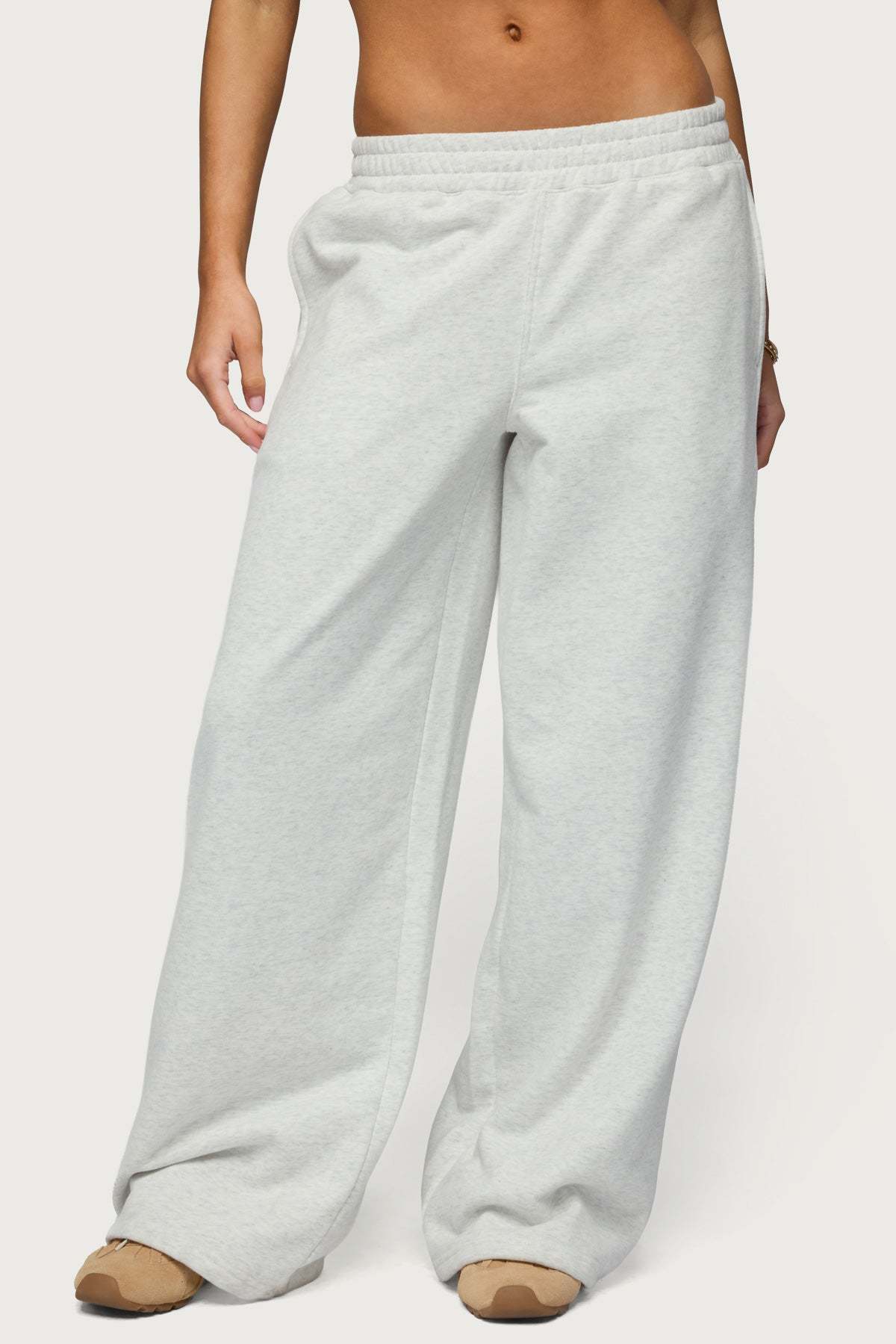 Jacie Wide Leg Sweatpants - GRAY-MELANGE