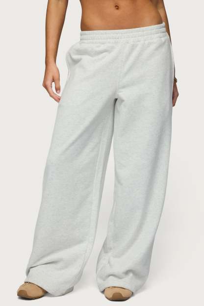 Jacie Wide Leg Sweatpants - GRAY-MELANGE