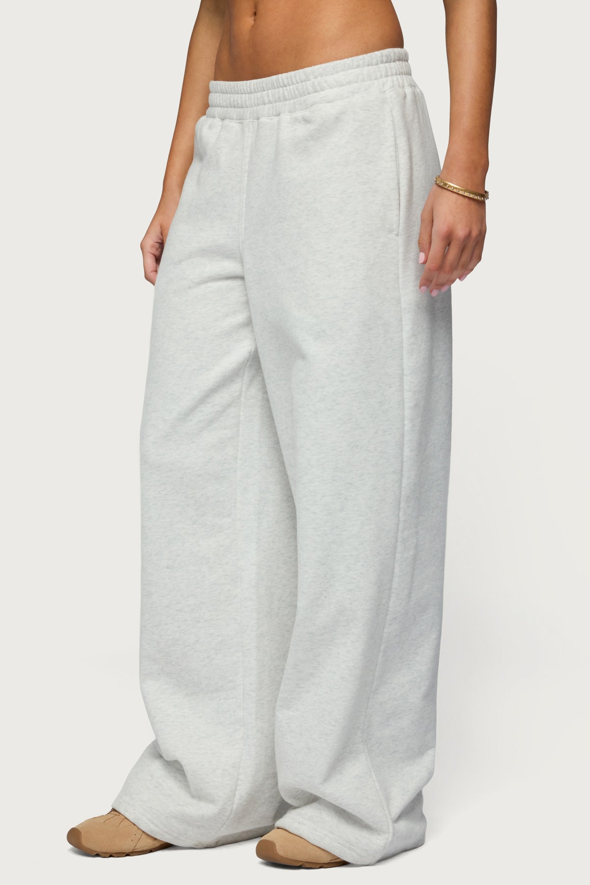 Jacie Wide Leg Sweatpants - GRAY-MELANGE