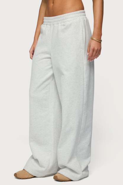Jacie Wide Leg Sweatpants - GRAY-MELANGE