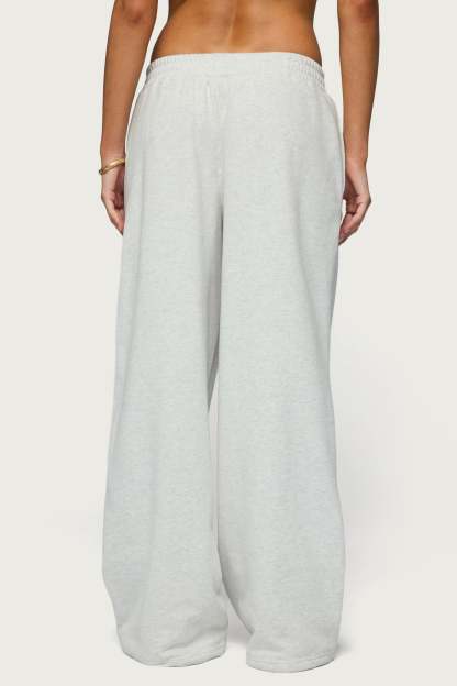Jacie Wide Leg Sweatpants - GRAY-MELANGE