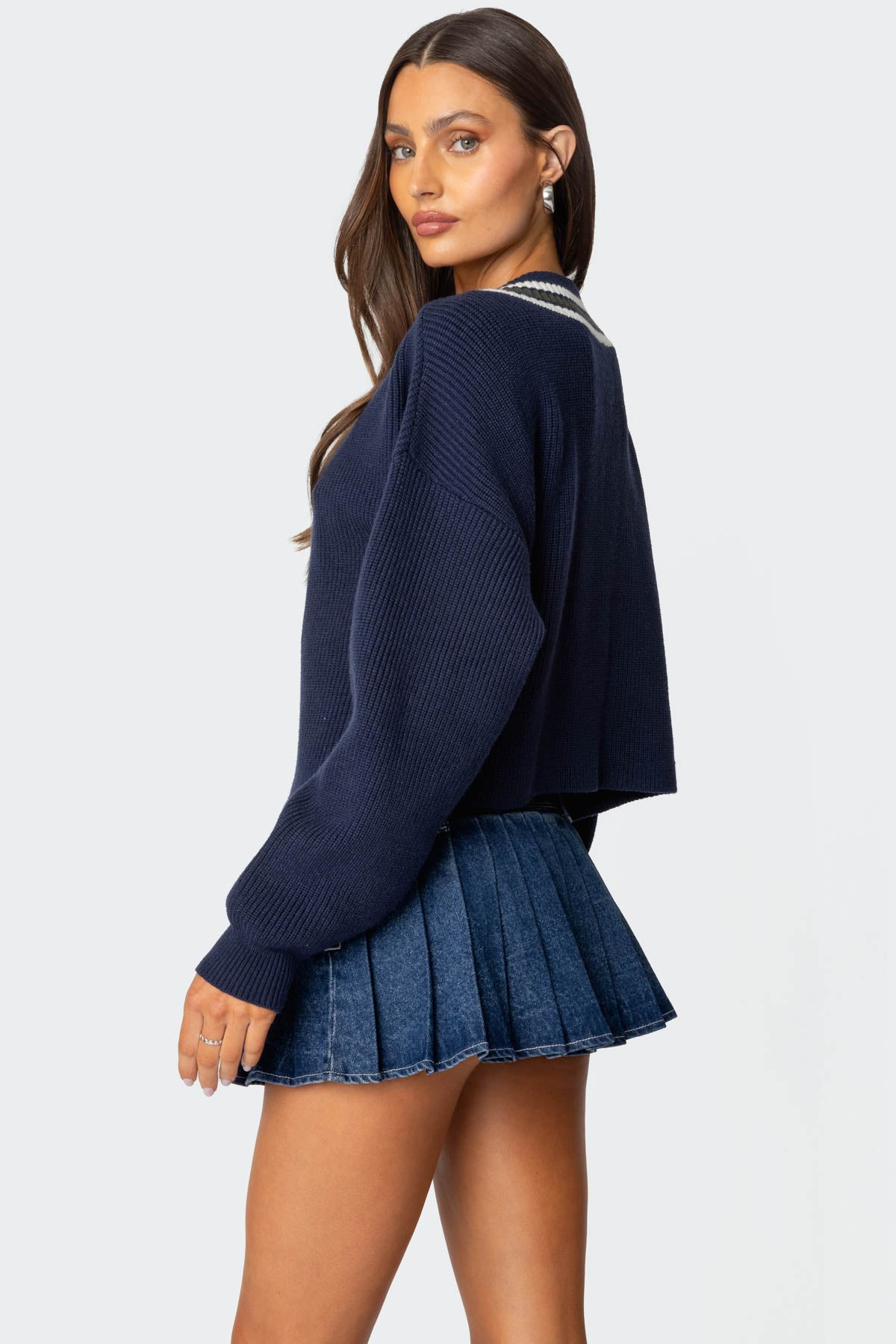 Lauryl V Neck Sweater - NAVY