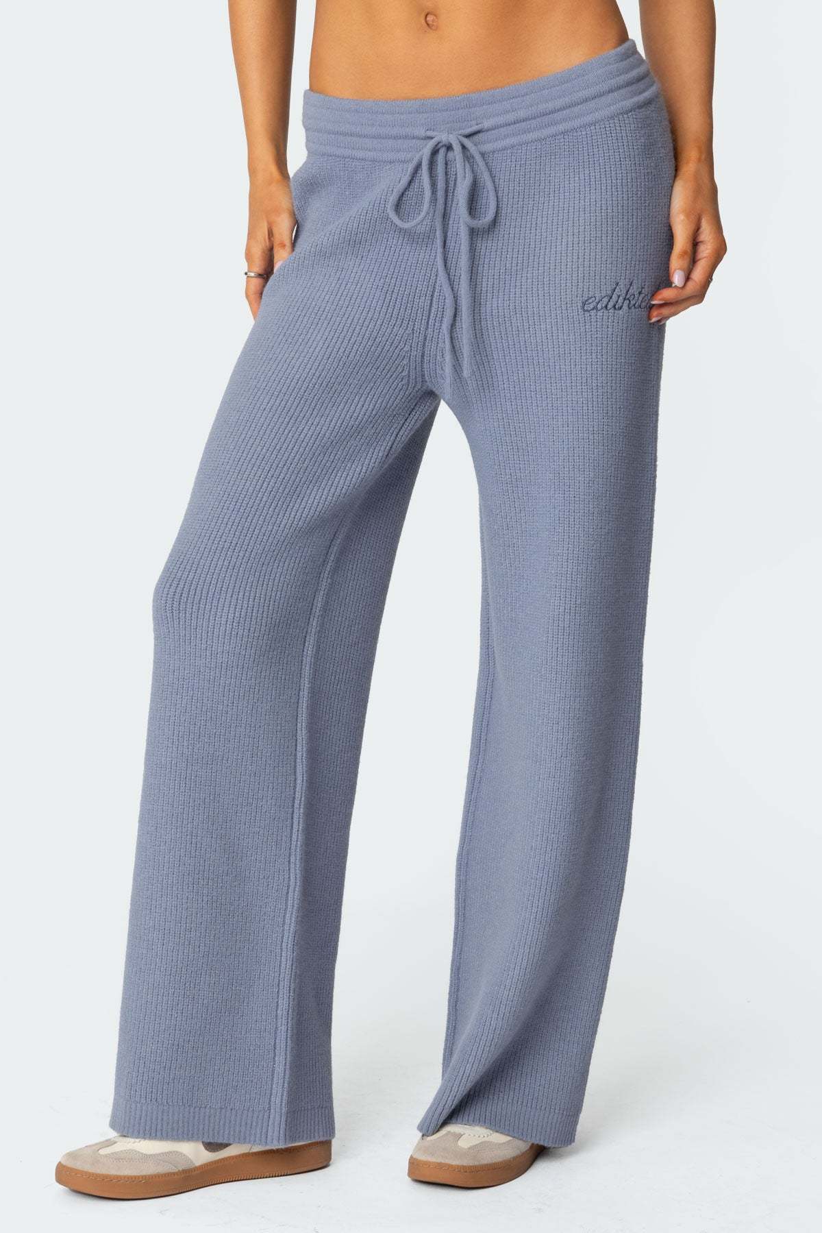 Kris Ribbed Knit Sweatpants - BLUE