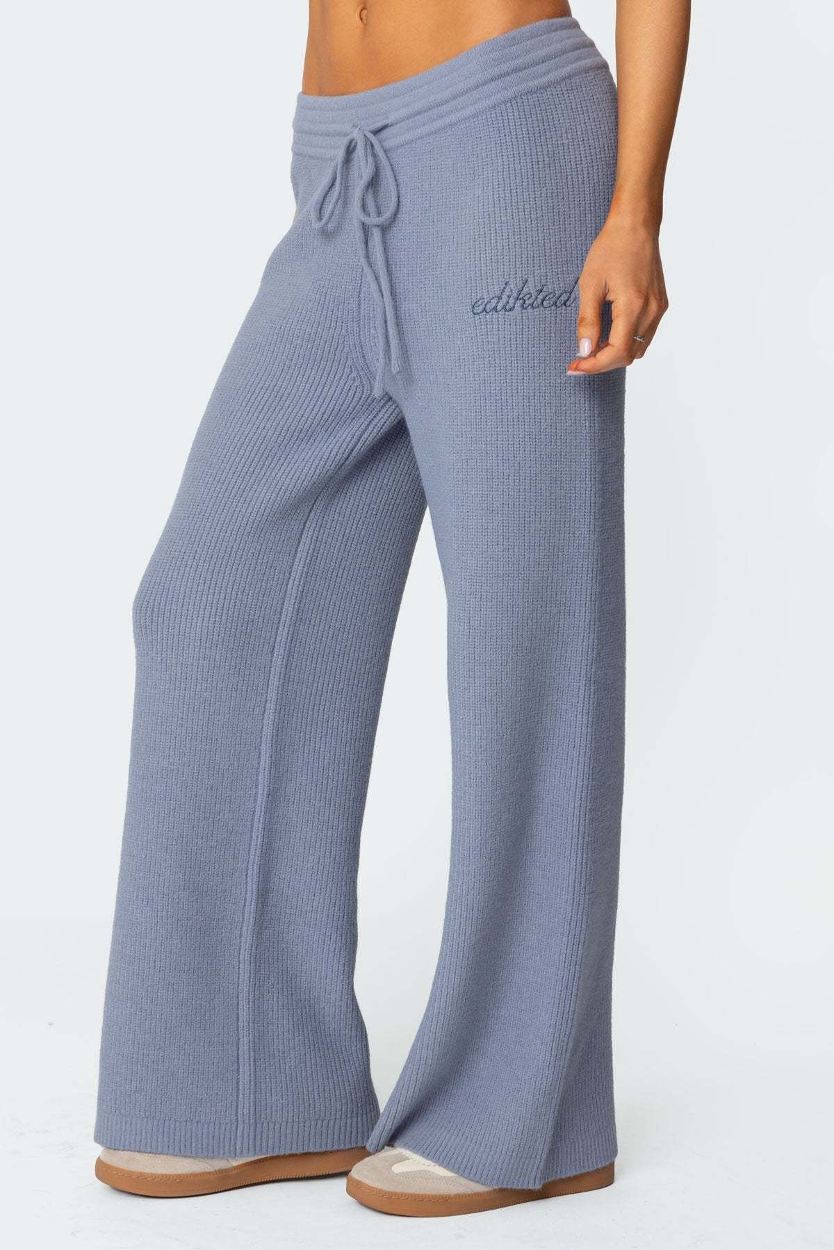 Kris Ribbed Knit Sweatpants - BLUE