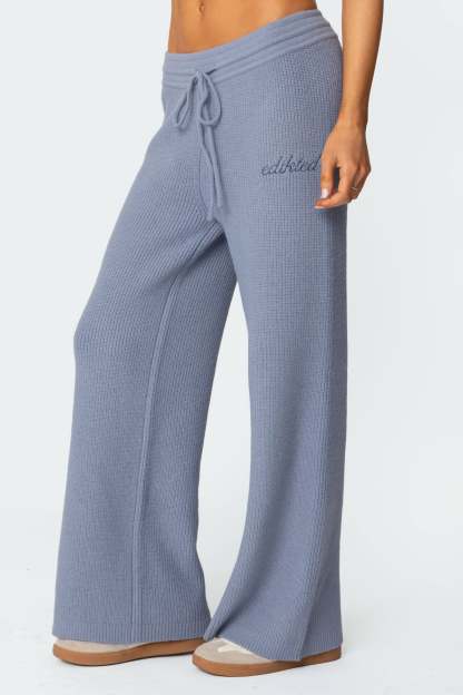 Kris Ribbed Knit Sweatpants - BLUE