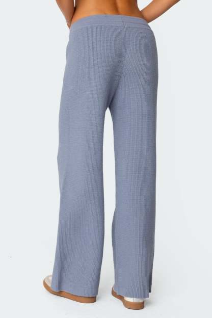 Kris Ribbed Knit Sweatpants - BLUE