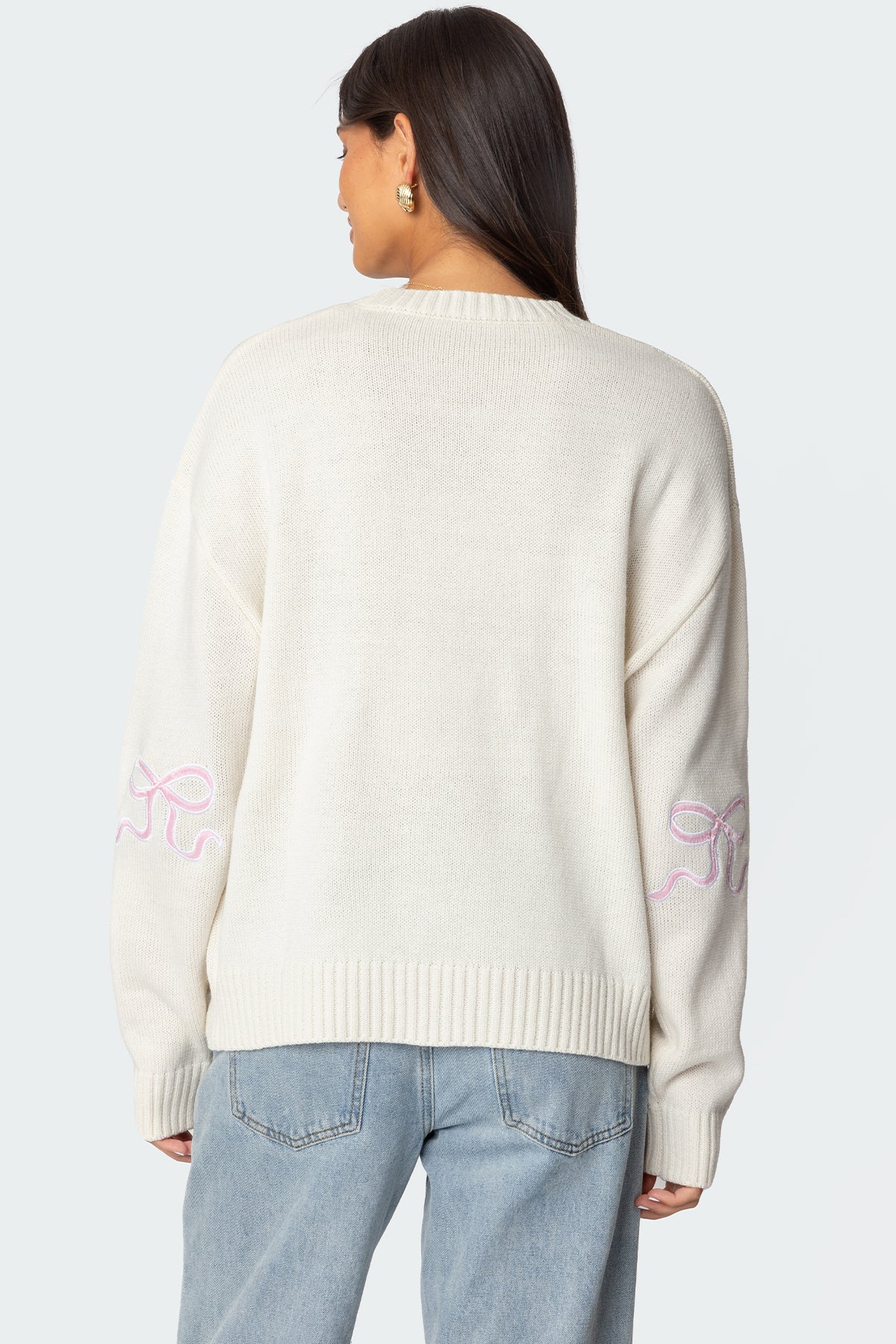 Rutie Bow Patch Sweater - WHITE