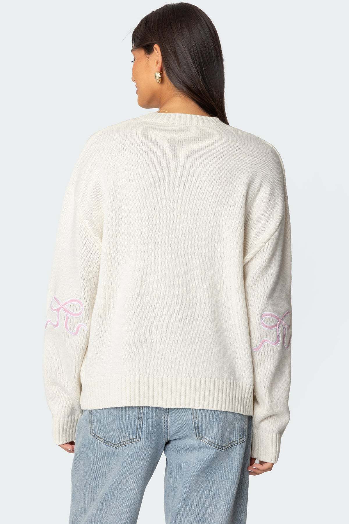 Rutie Bow Patch Sweater - WHITE