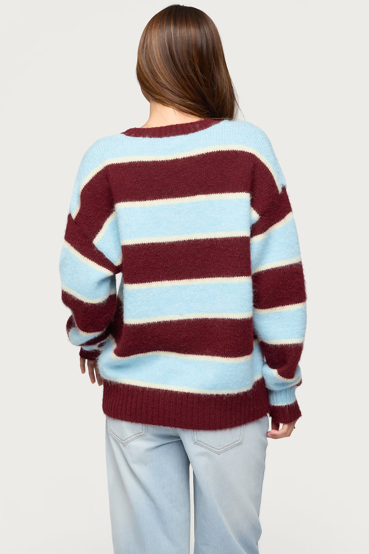 Conrad Striped Sweater - BURGUNDY-AND-BLUE