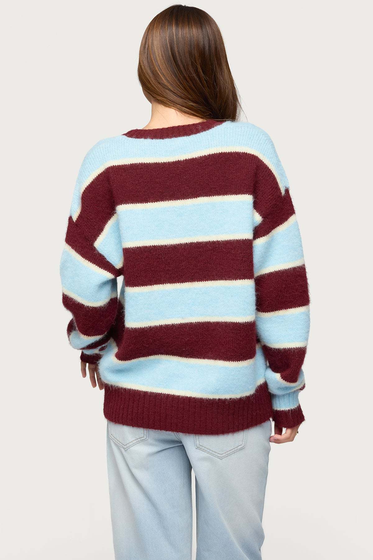 Conrad Striped Sweater - BURGUNDY-AND-BLUE
