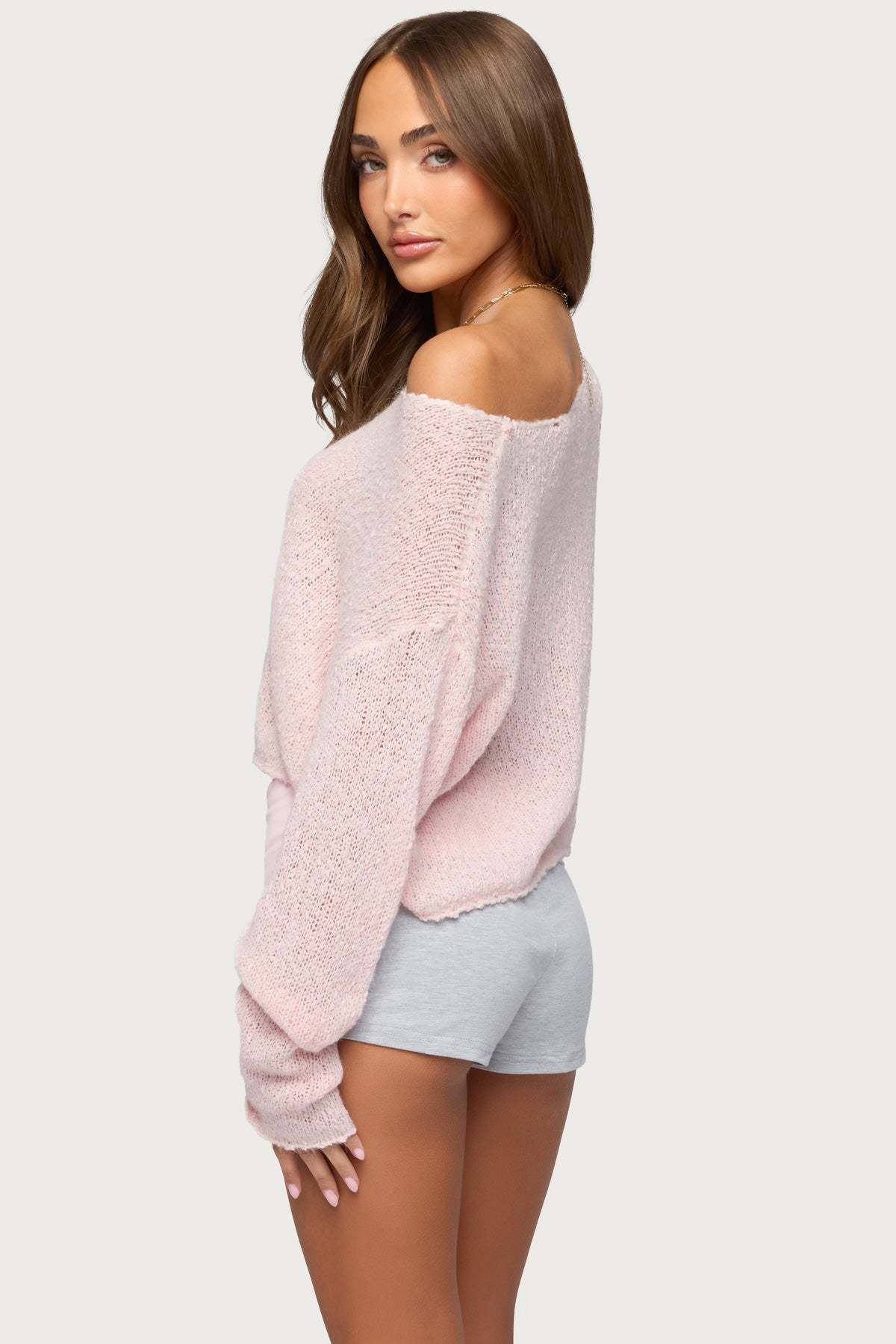 Florentina Off Shoulder Sweater - PINK