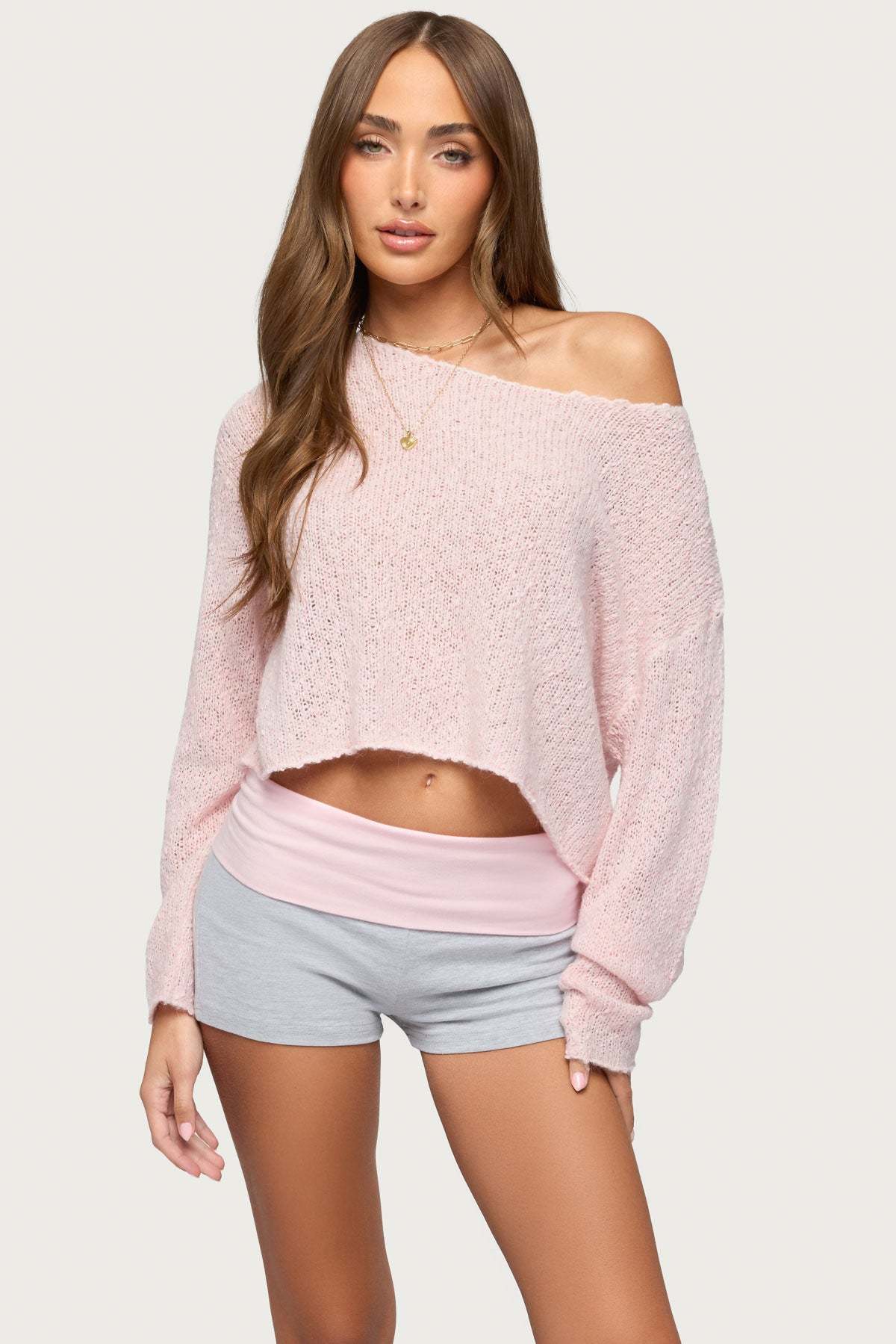 Florentina Off Shoulder Sweater - PINK