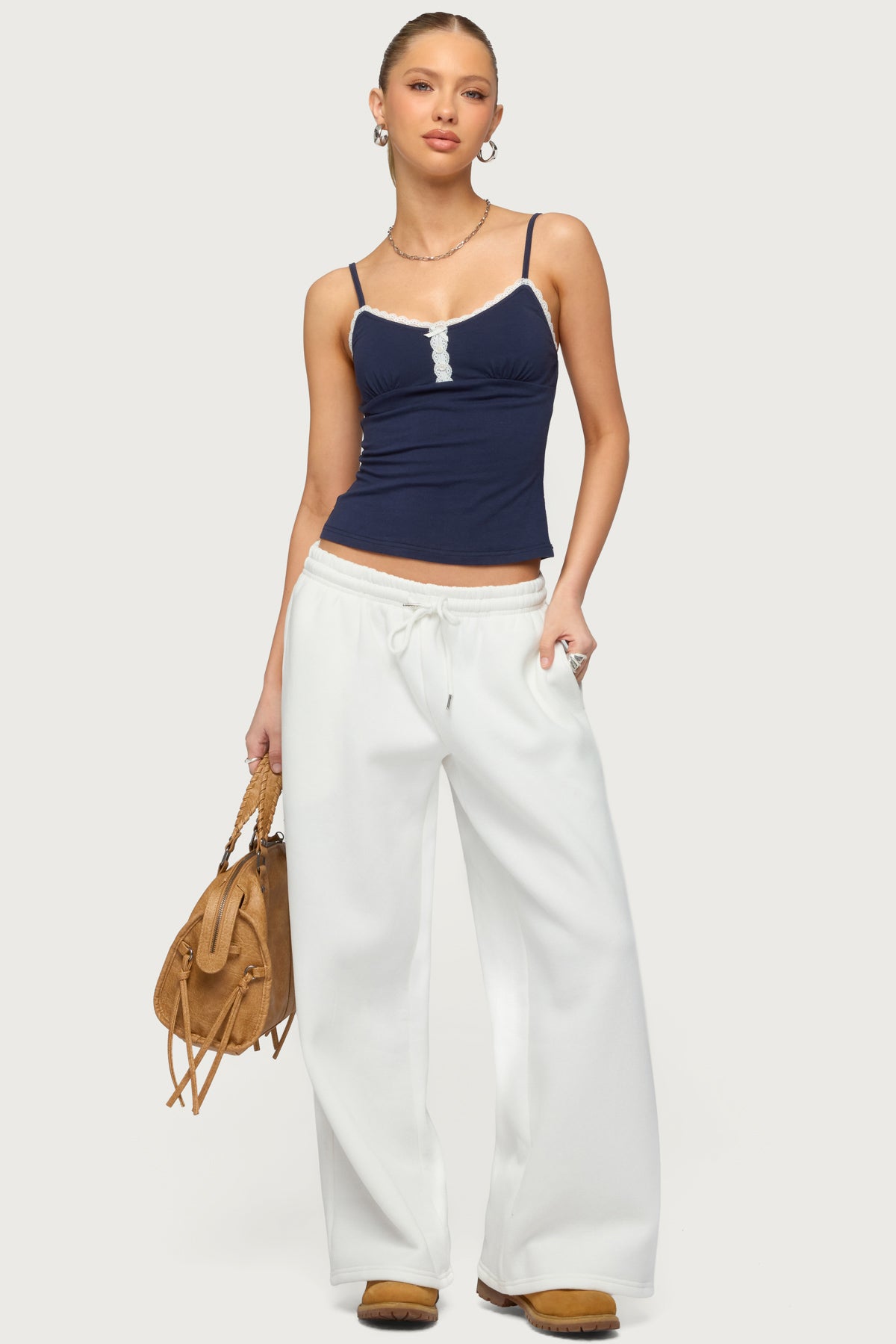 Petite Kamari Low Rise Wide Sweatpants - WHITE