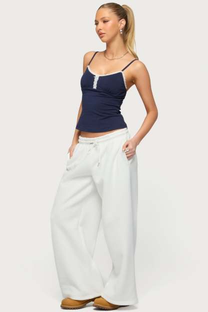 Petite Kamari Low Rise Wide Sweatpants - WHITE