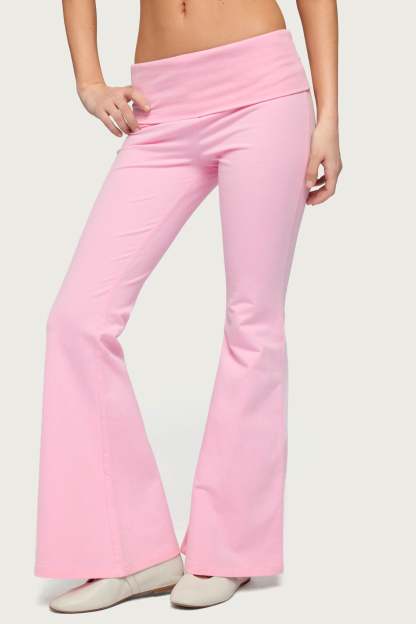 Petite Naomi Foldover Flared Leggings - LIGHT-PINK