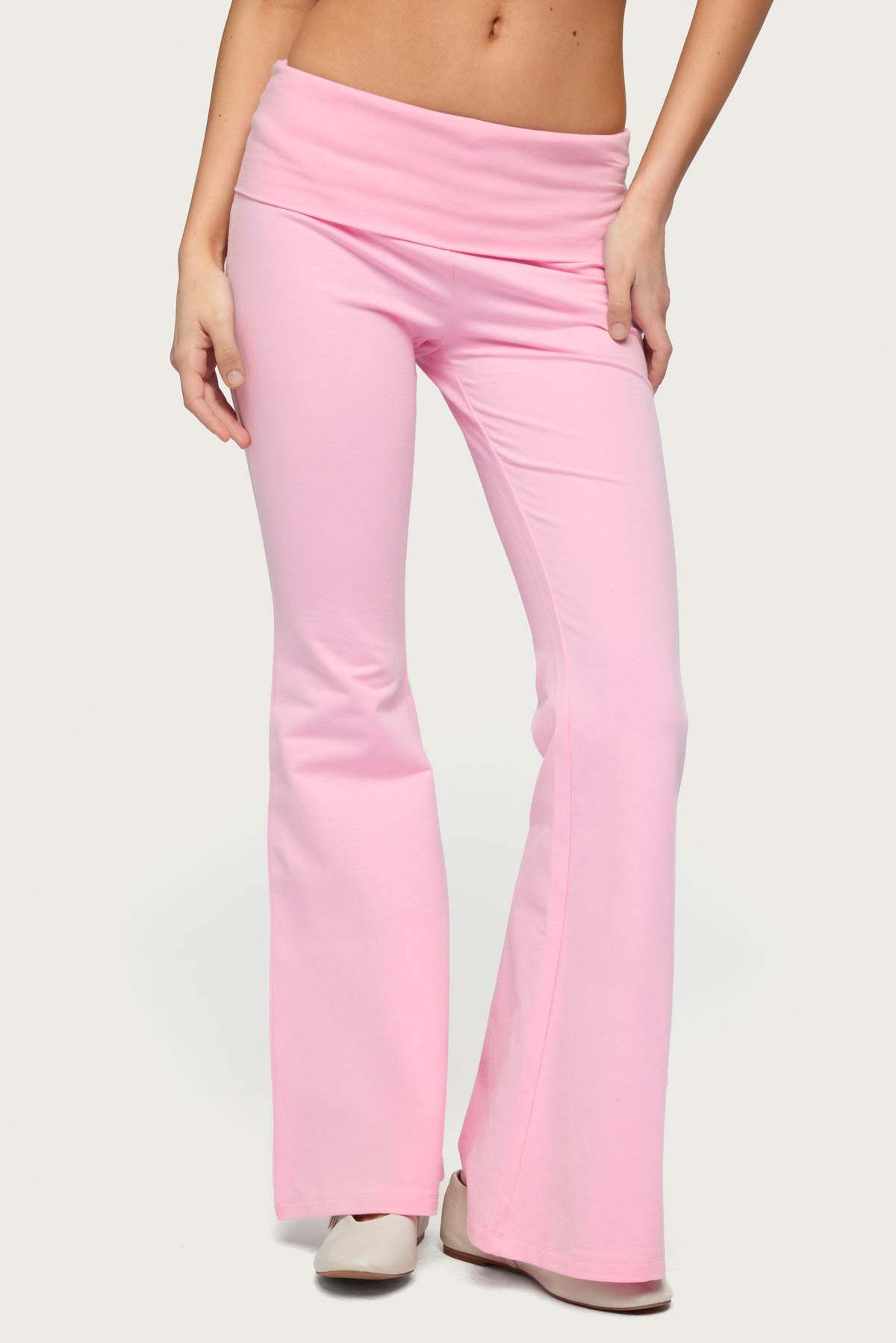 Petite Naomi Foldover Flared Leggings - LIGHT-PINK