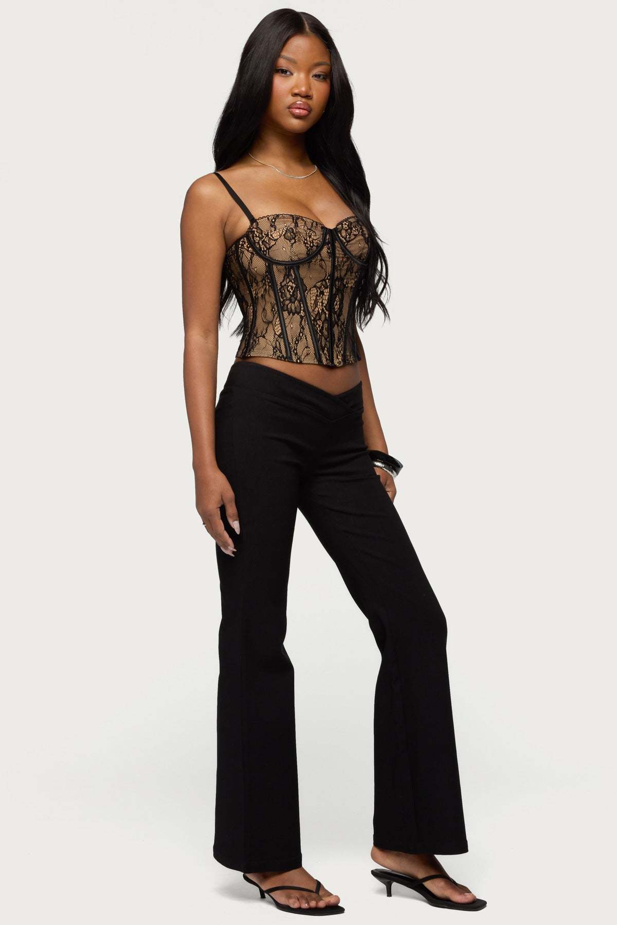 Alyce Crossover Flared Pants - BLACK