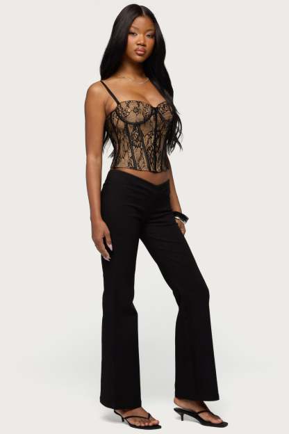 Alyce Crossover Flared Pants - BLACK