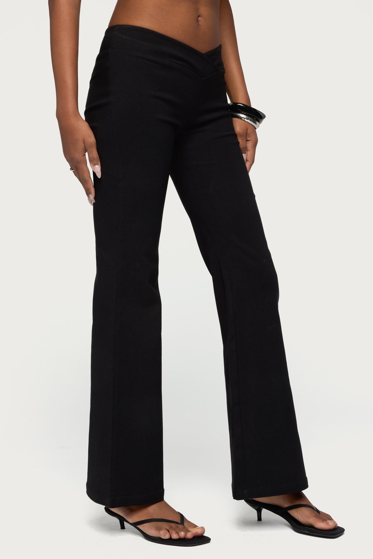 Alyce Crossover Flared Pants - BLACK