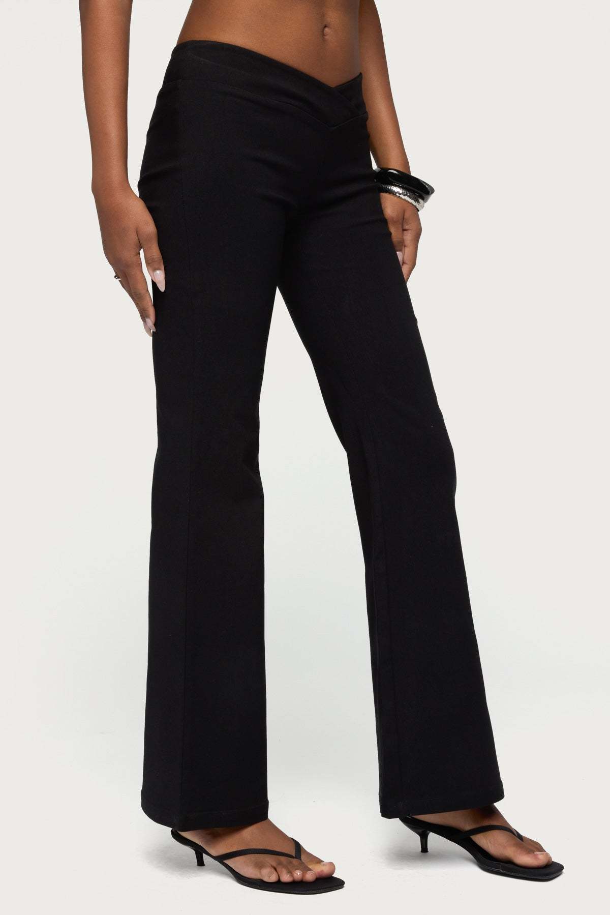 Alyce Crossover Flared Pants - BLACK