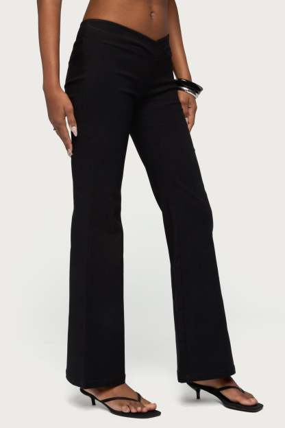 Alyce Crossover Flared Pants - BLACK