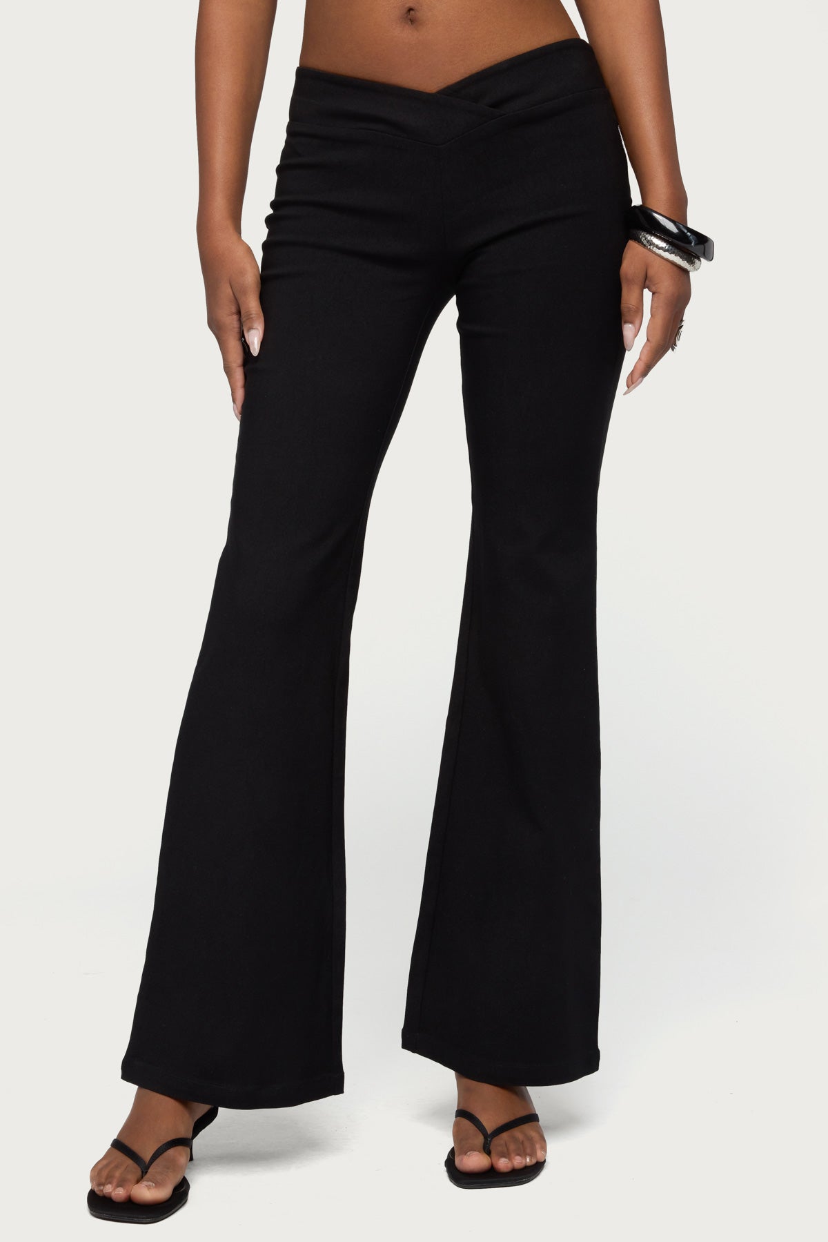 Alyce Crossover Flared Pants - BLACK
