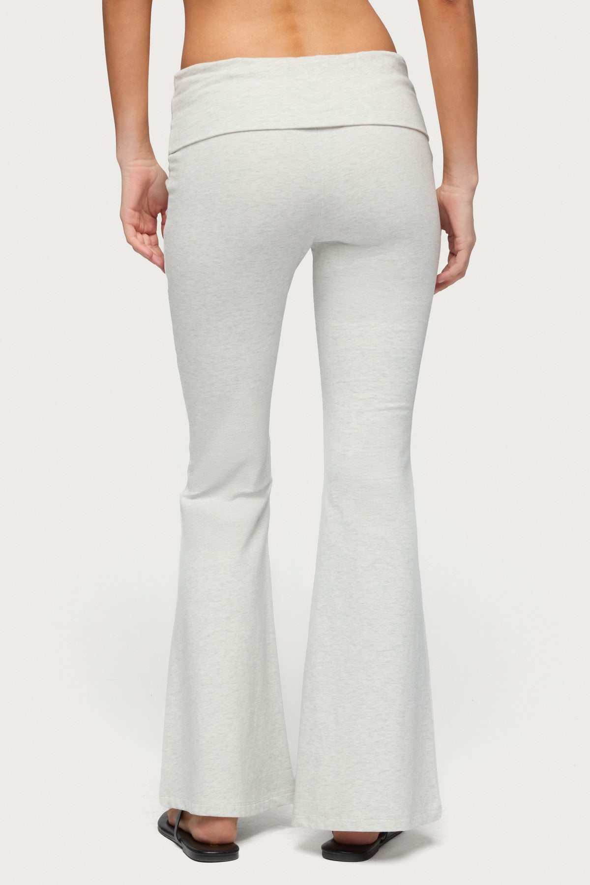 Petite Naomi Foldover Flared Leggings - GRAY-MELANGE