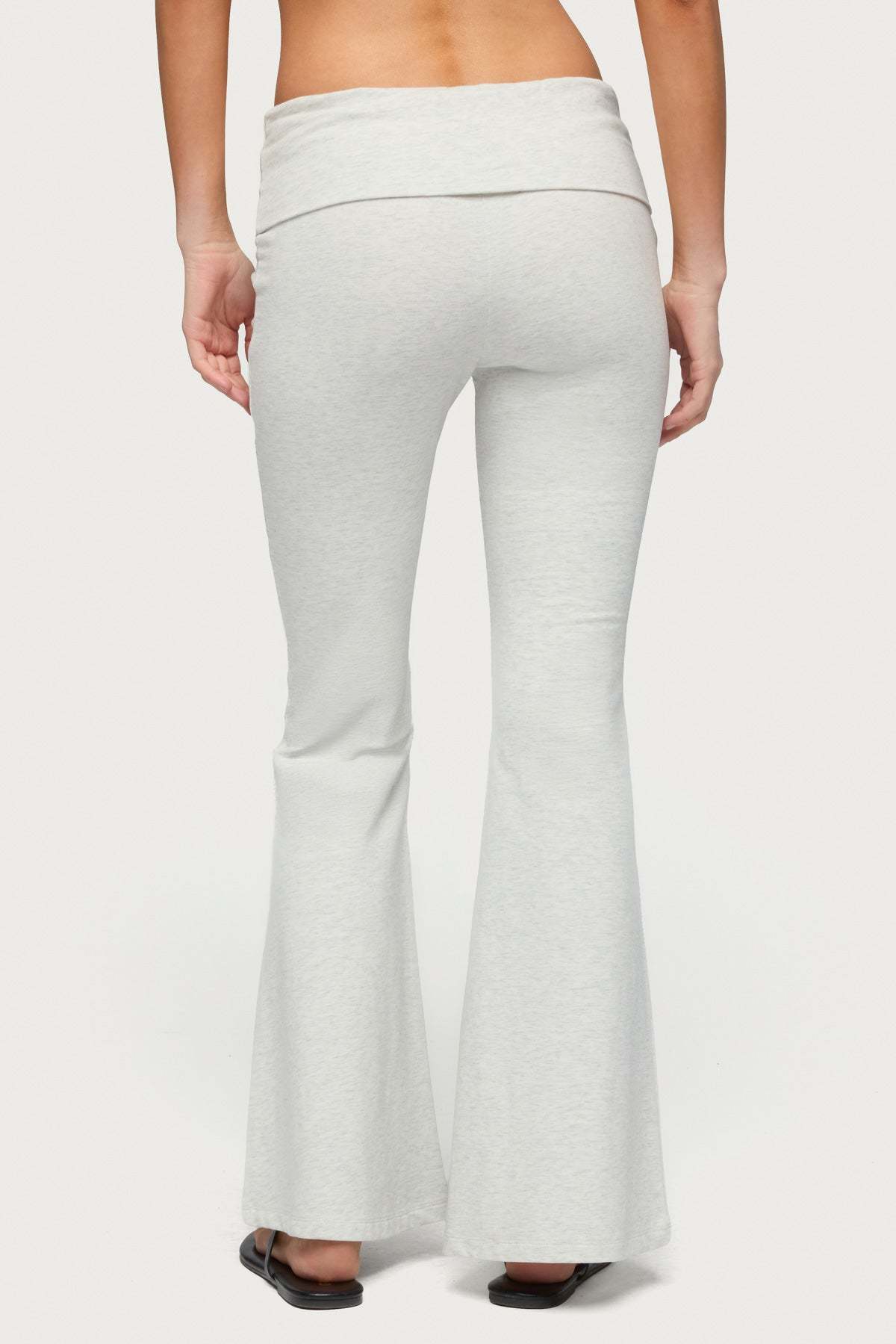 Petite Naomi Foldover Flared Leggings - GRAY-MELANGE