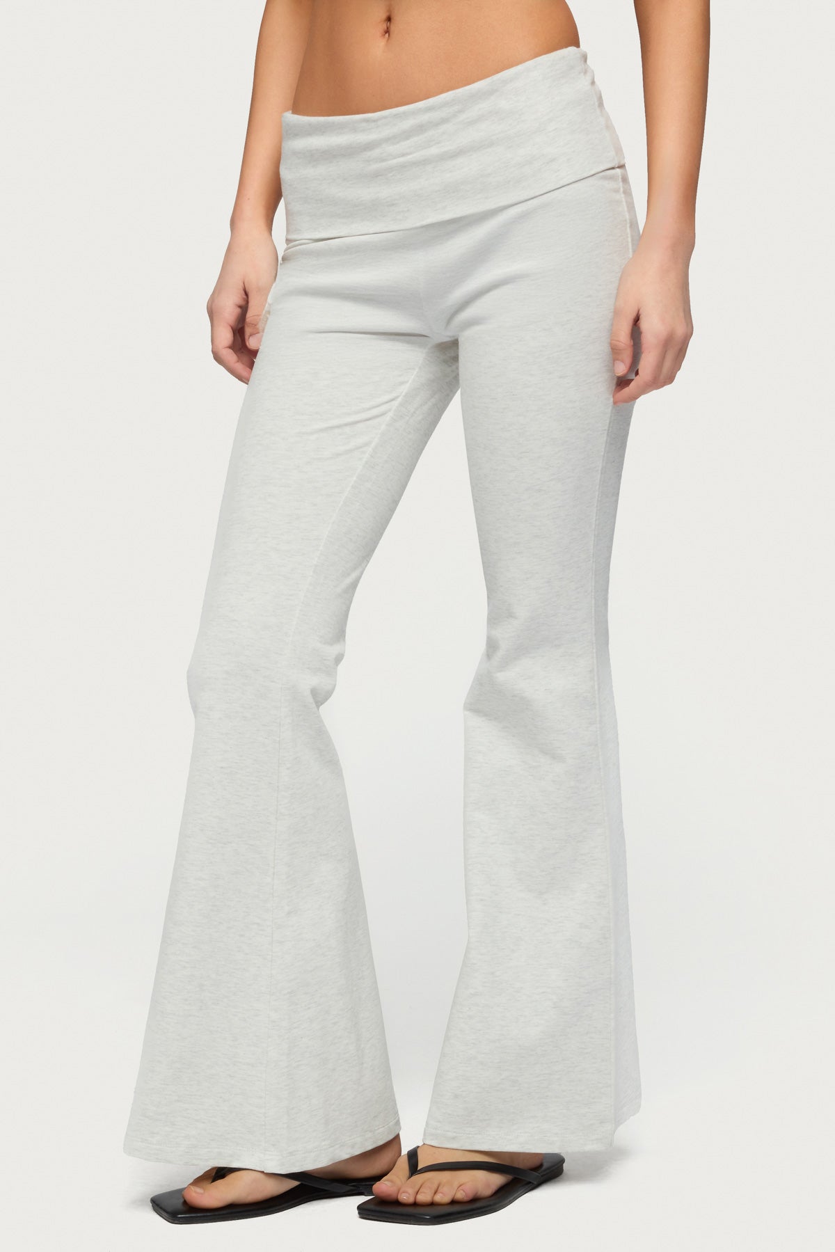 Petite Naomi Foldover Flared Leggings - GRAY-MELANGE
