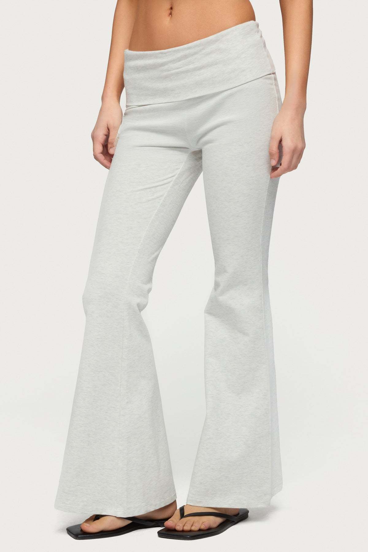 Petite Naomi Foldover Flared Leggings - GRAY-MELANGE