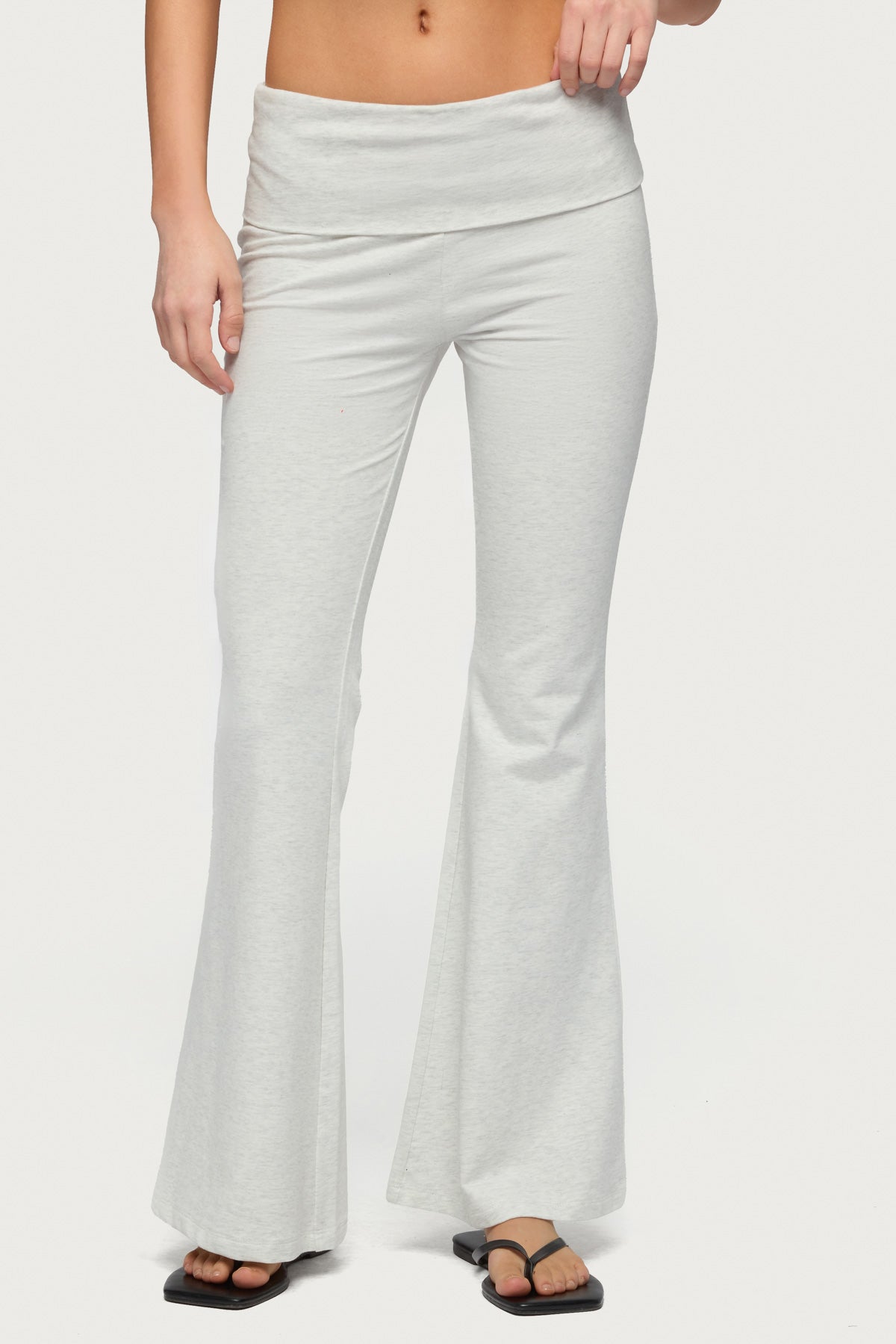 Petite Naomi Foldover Flared Leggings - GRAY-MELANGE