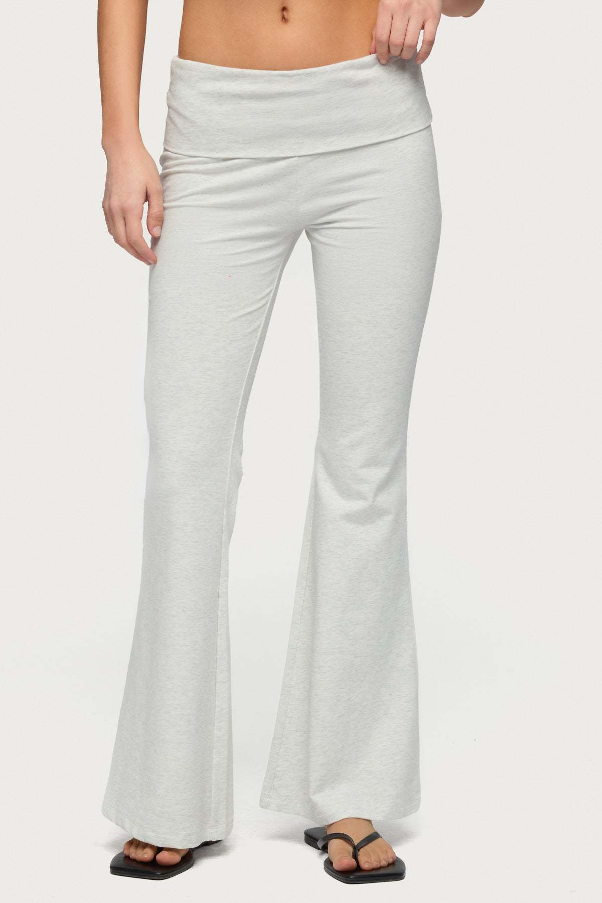 Petite Naomi Foldover Flared Leggings - GRAY-MELANGE
