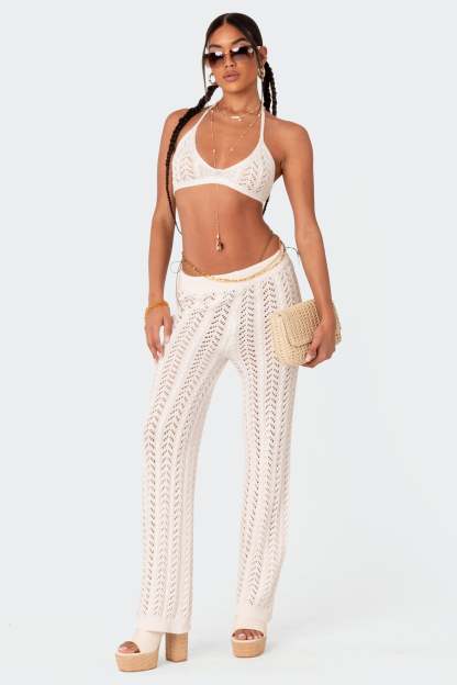 Hazel Crochet Pants - WHITE