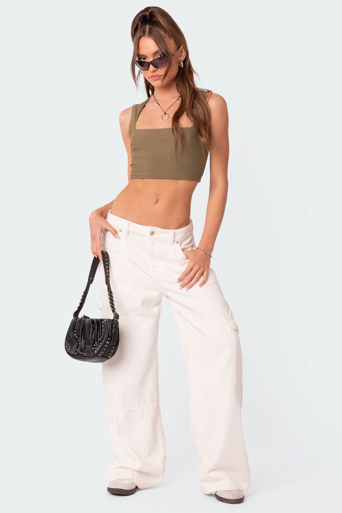 Ember Denim Cargo Pants - WHITE