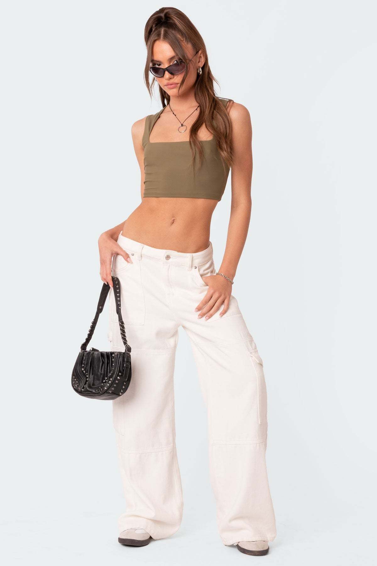 Ember Denim Cargo Pants - WHITE